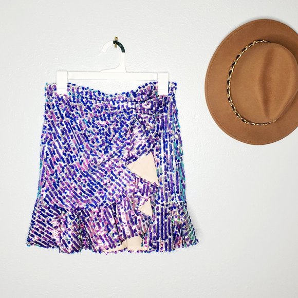 NWT Zara Sequin Ruffle Mini Skirt - Picture 2 of 4